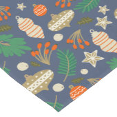 クリスマスバウブルと冬の葉の青 ショートテーブルランナー (コーナー)