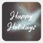 クリスマスバウブルと暗いミステッドの蒸し暑い窓 スクエアシール (正面)