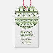 クリスマスバウブルと緑の季節のご挨拶 ギフトタグ (正面)