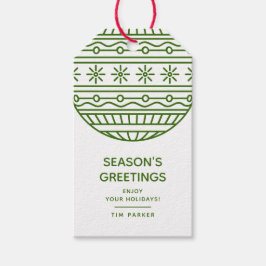 クリスマスバウブルと緑の季節のご挨拶 ギフトタグ