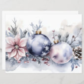 クリスマスバウブルと花スクラップブック紙 (正面/裏面)