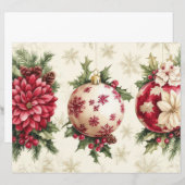 クリスマスバウブルと花スクラップブック紙 (正面/裏面)