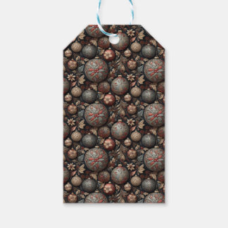 クリスマスバウブルと花，ヴィンテージバロック美術 ギフトタグ