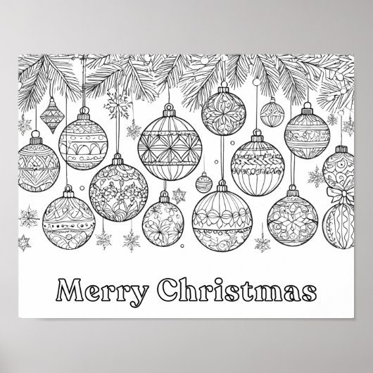 クリスマスバウブルの色オーナメントおもしろいの色 ポスター (正面)
