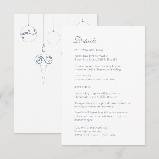 クリスマスバウブルオーナメントウィンターブルー エンクロージャーカード (正面/裏面)