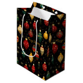 クリスマスバウブルオーナメントブライト ミディアムペーパーバッグ (正面アングル)