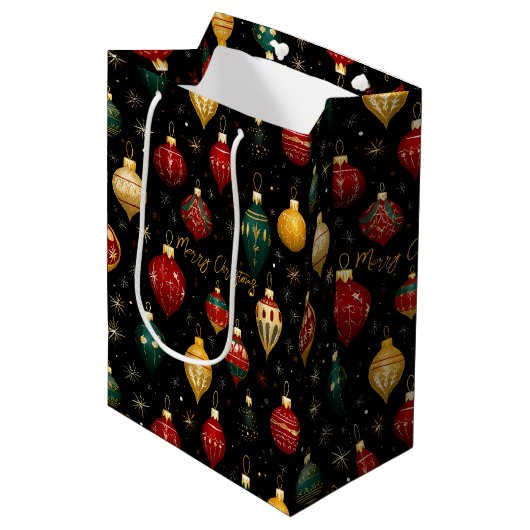 クリスマスバウブルオーナメントブライト ミディアムペーパーバッグ (正面アングル)