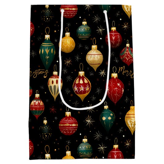 クリスマスバウブルオーナメントブライト ミディアムペーパーバッグ (裏面)