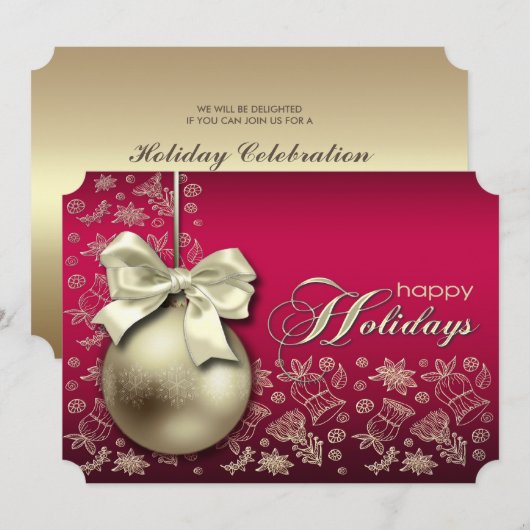 クリスマスバウブルクリスマスパーティの招待状 招待状 (正面/裏面)