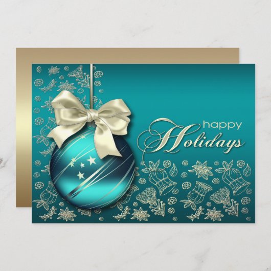 クリスマスバウブルクリスマスホリデーパーティー 招待状 (正面/裏面)