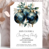 クリスマスバウブルズネイビー金ゴールドホリデー 招待状