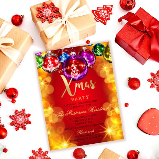 クリスマスバウブルズホリデークリスマスパーティの招待状 ポストカード