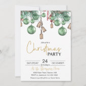 クリスマスバウブルズホリデーディナーパーティの招待状 招待状 (正面)