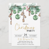 クリスマスバウブルズホリデーディナーパーティの招待状 招待状 (正面/裏面)