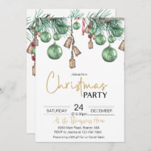 クリスマスバウブルズホリデーディナーパーティの招待状