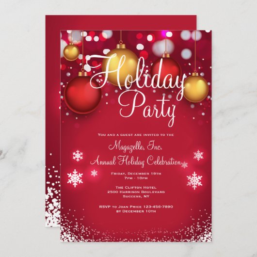 クリスマスバウブルパーティの招待状 招待状 (正面/裏面)