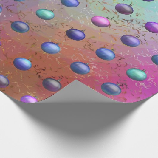 クリスマスバウブルパープルアクアパターン(の模様が)あるシック ラッピングペーパー (角)