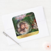 クリスマスバウブルフォトフレームホリデー スクエアシール (封筒)