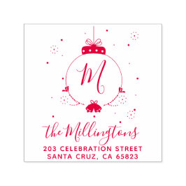 クリスマスバウブルモノグラム名&差出人住所 セルフインキングスタンプ