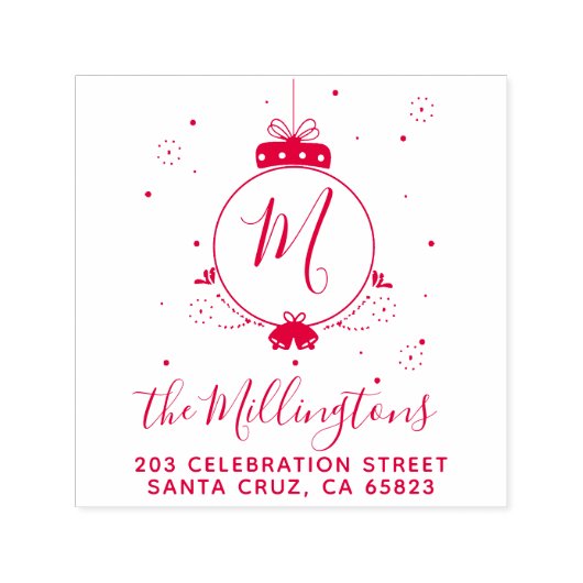 クリスマスバウブルモノグラム差出人住所 セルフインキングスタンプ (デザイン)