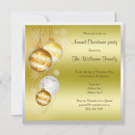 クリスマスバウブル&スターズクリスマスパーティー 招待状 (裏面)