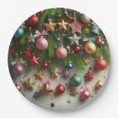 クリスマスバウブル、スター、ベル ペーパープレート (正面)