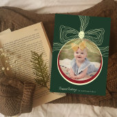 クリスマスバウブル&ボーグリーンレッドフォトカード シーズンカード