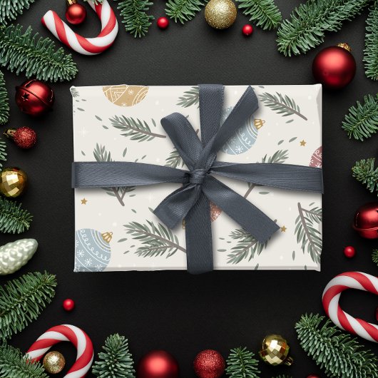 クリスマスバウブル ラッピングペーパー