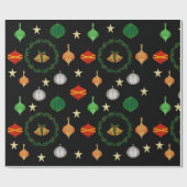 クリスマスバウブル、リース、ベル ラッピングペーパー (フラット)