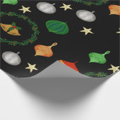 クリスマスバウブル、リース、ベル ラッピングペーパー (角)