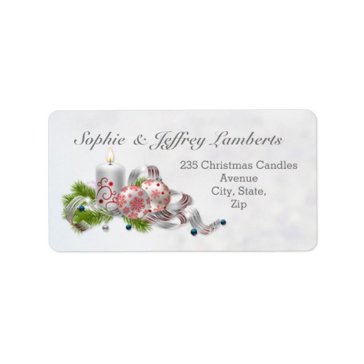 クリスマスバウブル、ロウソク、松 ラベル (正面)