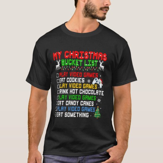 クリスマスバケットリストSanta Hatビデおもしろいオ・ゲーマーChris Tシャツ (正面)