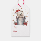 クリスマスバケツに入ったかわいいホッキョクグマ ギフトタグ (裏面)