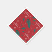 クリスマスバケーションホリーパターン スタンダードカクテルナプキン (角)