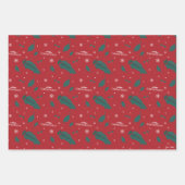 クリスマスバケーションホリーパターン ラッピングペーパーシート (正面2)