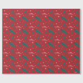 クリスマスバケーションホリーパターン ラッピングペーパー (フラット)