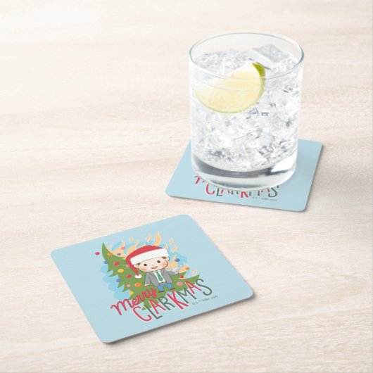 クリスマスバケーションメリークラークマス スクエアペーパーコースター (インサイチュ)