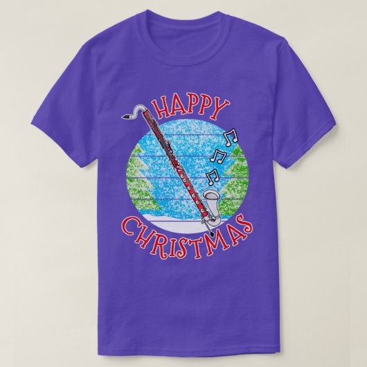 クリスマスバスクラリネットクラリネストウッドウィンドミュージック Tシャツ (デザイン正面)