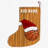 クリスマスバスケットボールとフープ スモールクリスマスストッキング (裏面)