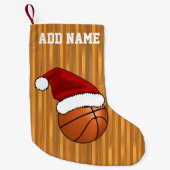 クリスマスバスケットボールとフープ スモールクリスマスストッキング (正面)