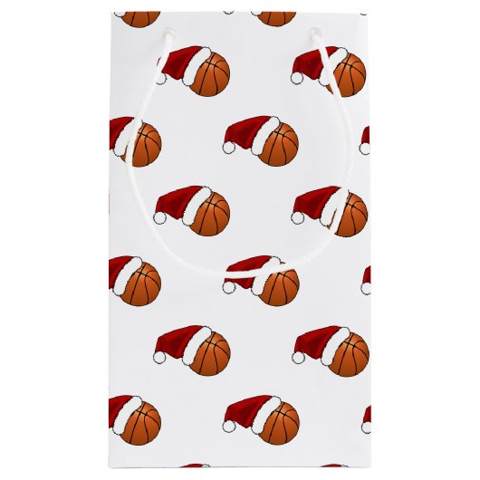 クリスマスバスケットボールとフープ スモールペーパーバッグ (裏面)