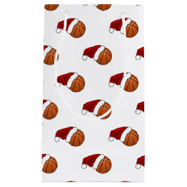 クリスマスバスケットボールとフープ スモールペーパーバッグ