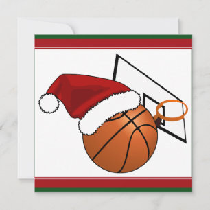クリスマスバスケットボールとフープ 招待状