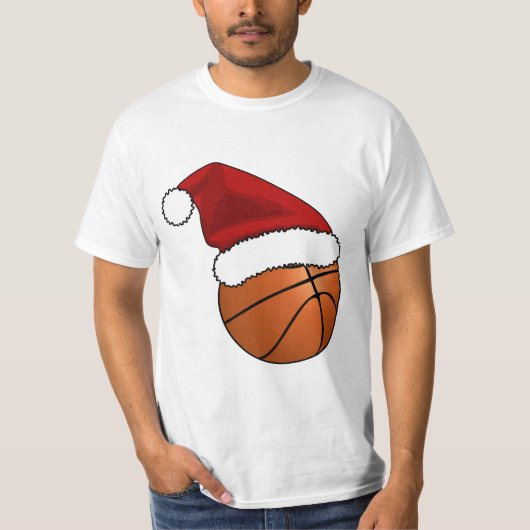 クリスマスバスケットボールとフープ Tシャツ (正面)