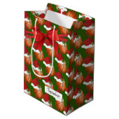 クリスマスバスケットボールのパターン ミディアムペーパーバッグ (裏面アングル)