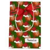 クリスマスバスケットボールのパターン ミディアムペーパーバッグ (裏面)