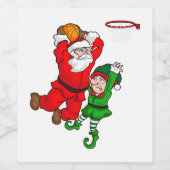 クリスマスバスケットボールサンタクローススラムダンク小妖精や小人おもしろい ワインラベル (シングルラベル)