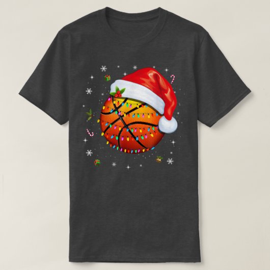 クリスマスバスケットボールサンタハットクリスマスボーイズメンズ Tシャツ (デザイン正面)
