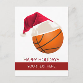 クリスマスバスケットボールサンタ帽子のポストカード シーズンポストカード