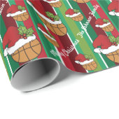 クリスマスバスケットボールストライプのパターン ラッピングペーパー (ロールコーナー)